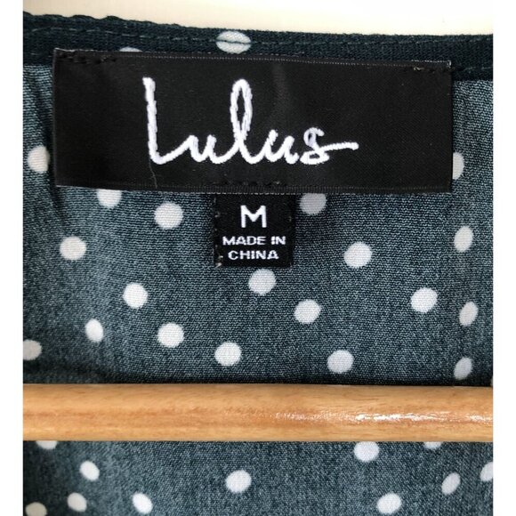 Lulus Polka Dot Long Sleeve Crop Top Womens M Green Long Sleeve St Patricks Day - Picture 2 of 7